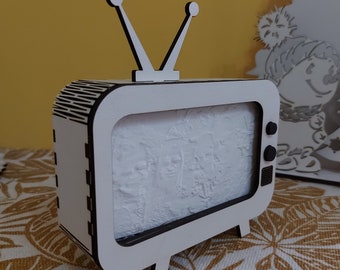 Retro TV lithophane image holder Laser cut files