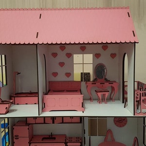 Doll House with furniture Laser cut files image 10