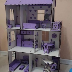 Doll House with furniture Laser cut files image 1