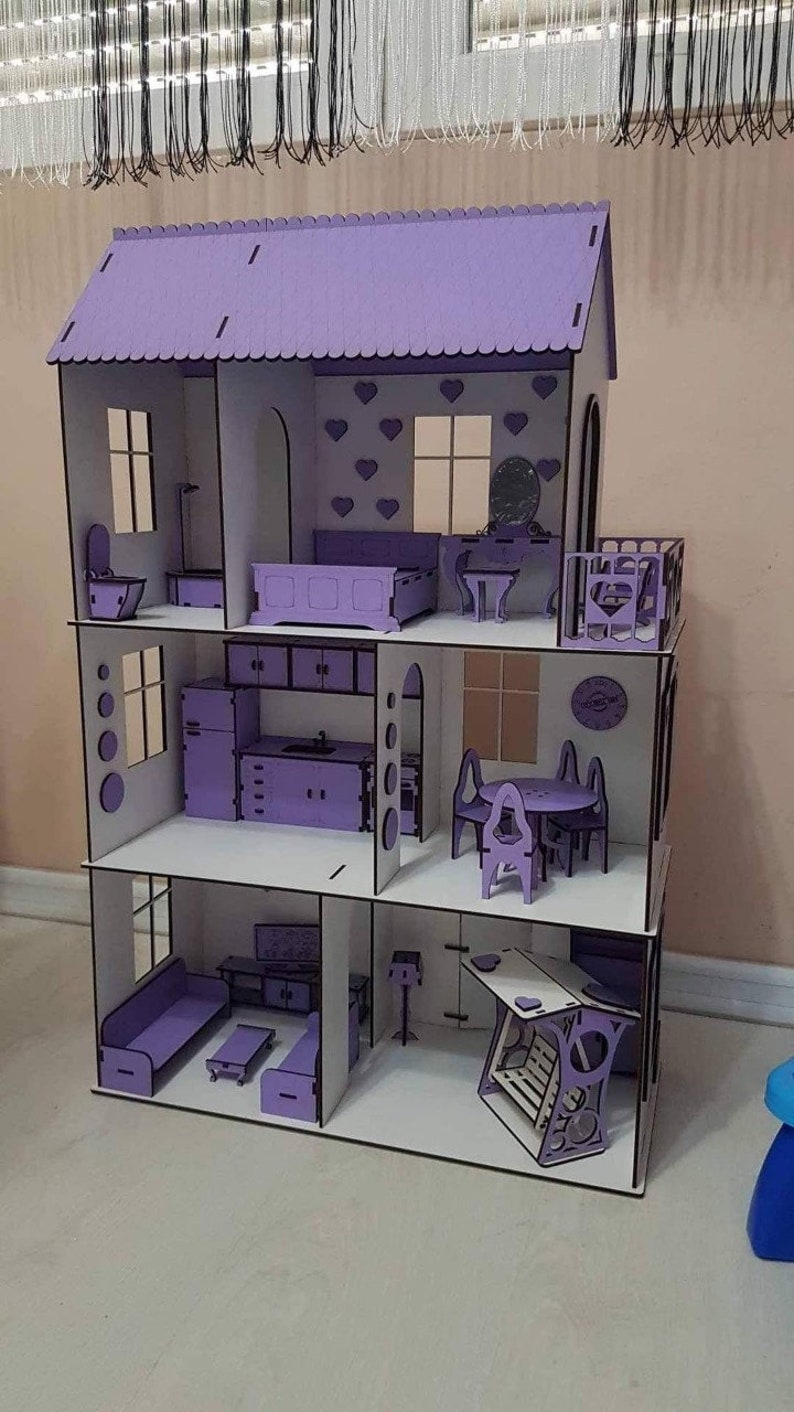 Doll House with furniture Laser cut files image 1