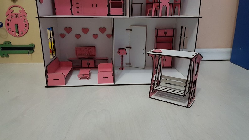 Doll House with furniture Laser cut files image 8