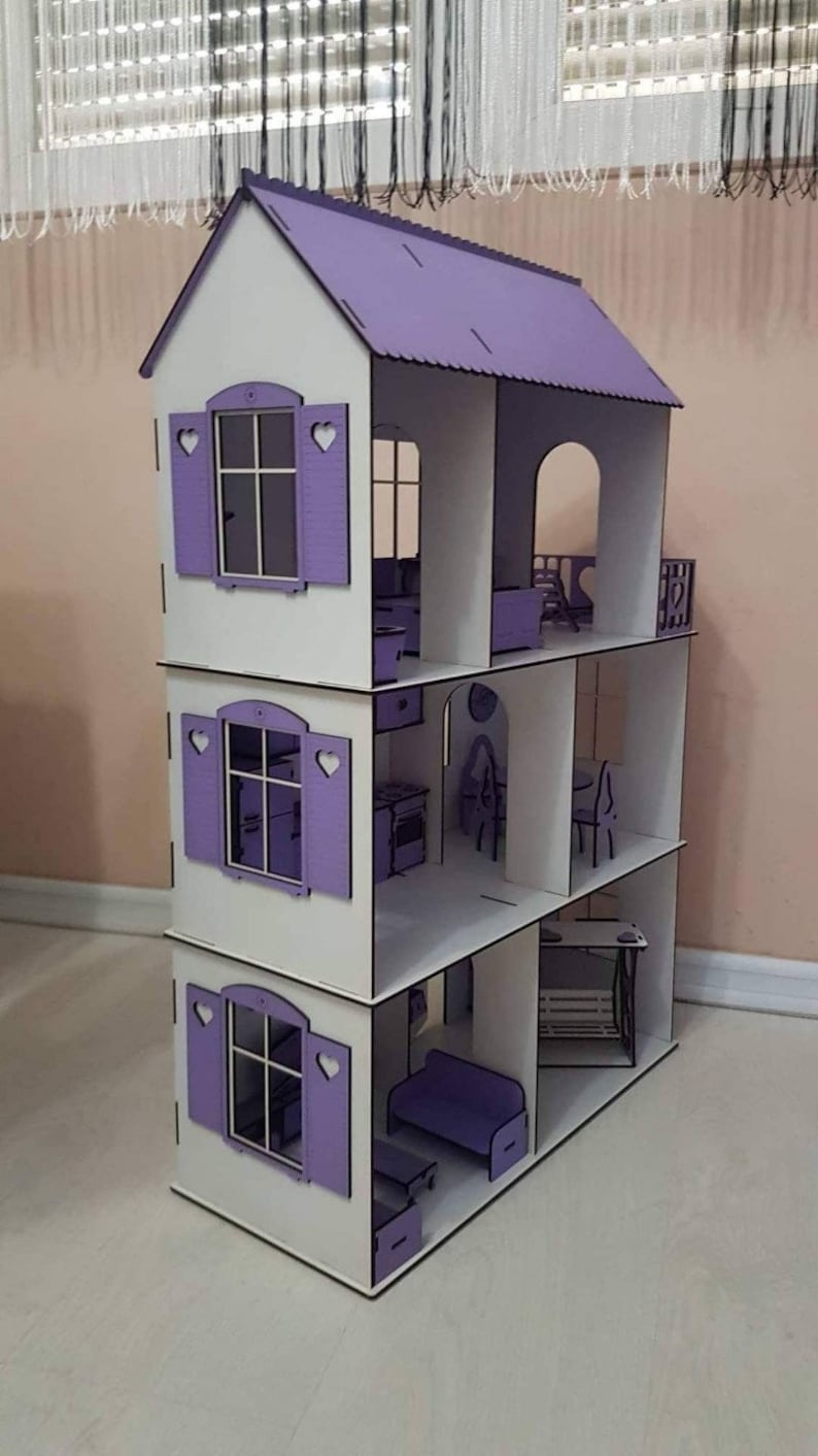 Doll House with furniture Laser cut files image 2