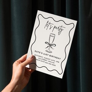 Minimalist 21st Birthday Invitation Template - Editable Digital Party ...