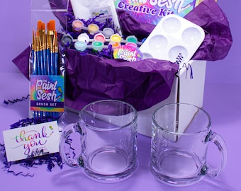 Kit para pintar tazas: pinta tus propias tazas de café / Regalo para artistas / Kit de pintura DIY / Kit de pintura acrílica / Kit de pintura sobre vidrio