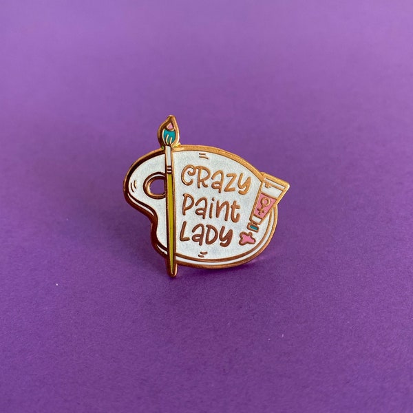 Crazy Paint Lady Pin | Female Artist Enamel Pin | Artist Gift Ideas | Art Lovers | Artsy Gifts for Her | Female Empowerment
