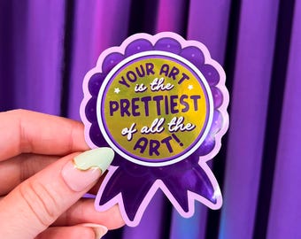 Art Award Sticker Metallic | Prettiest Art Award | Funny Artist Sticker | Gift for Artists |
