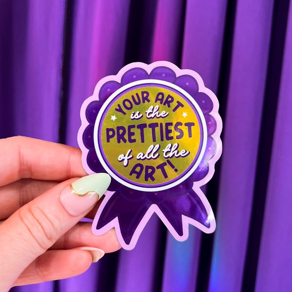 Art Award Sticker Metallic | Prettiest Art Award | Funny Artist Sticker | Gift for Artists |