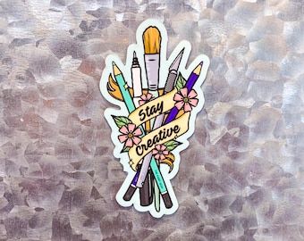 Stay Creative Magnet - [ Gifts for Art Lovers | Magnets with Sayings | Inspirational Magnet | Female Artist Accessory ]