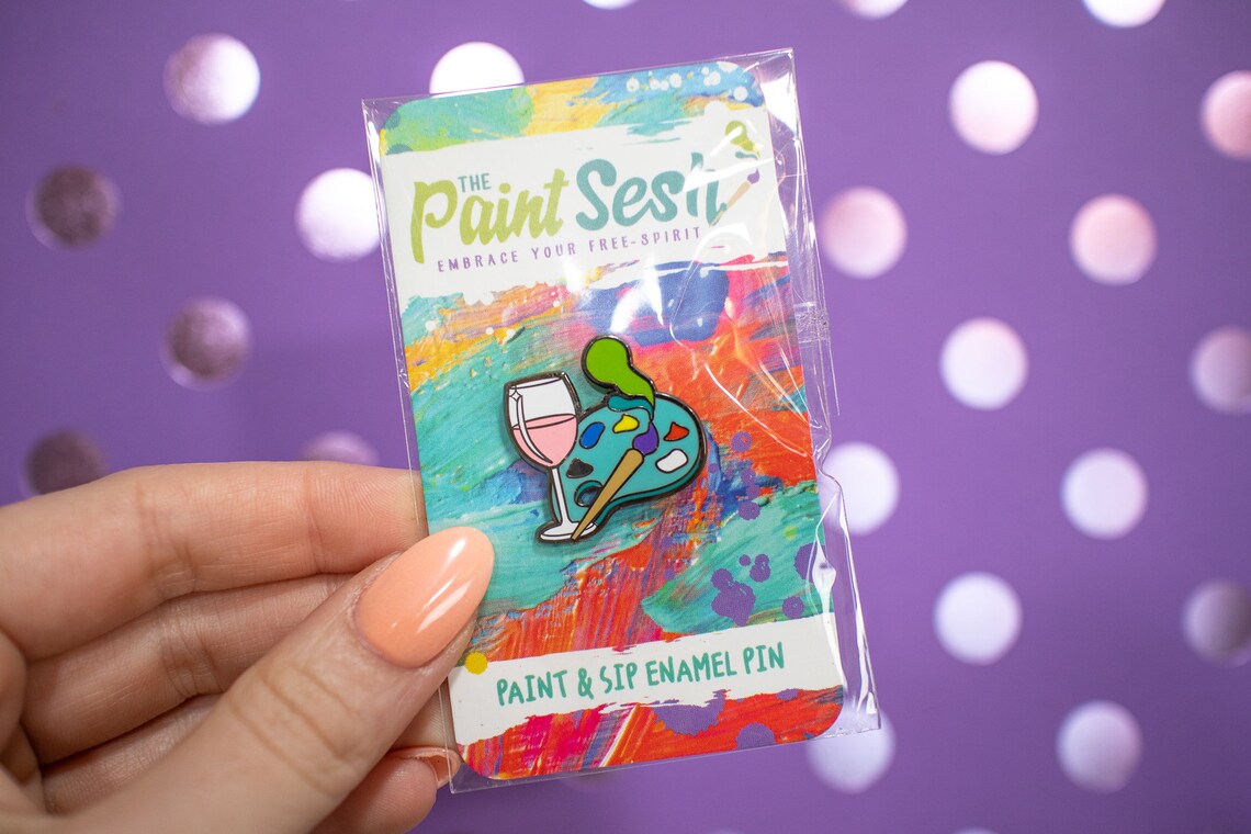 Wine and Paint Enamel Pin Paint and Sip Accessory Gift Etsy