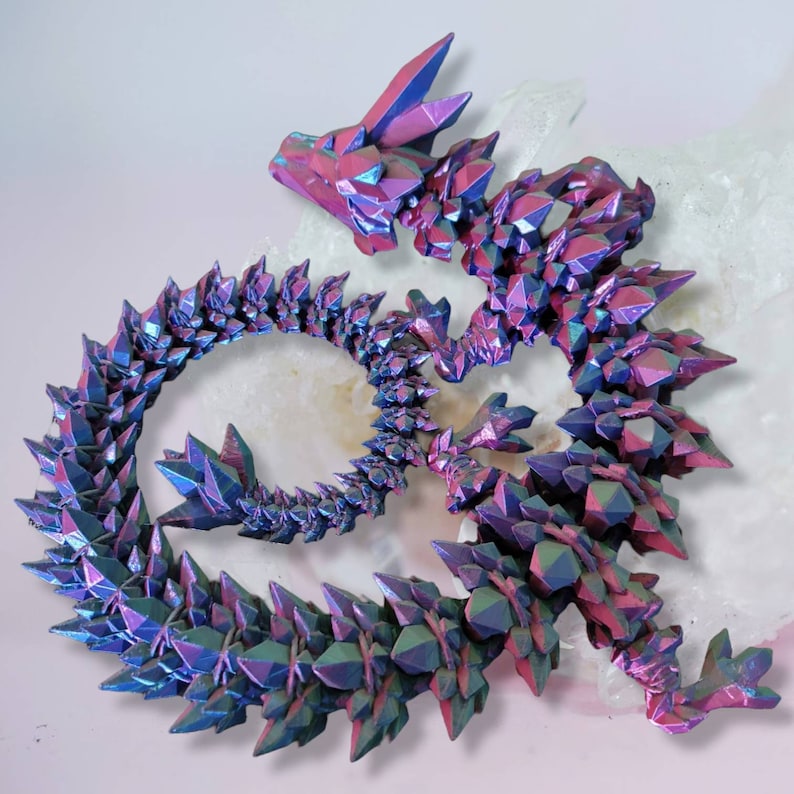 3d printed articulated crystal dragon as seen on tiktok etsy