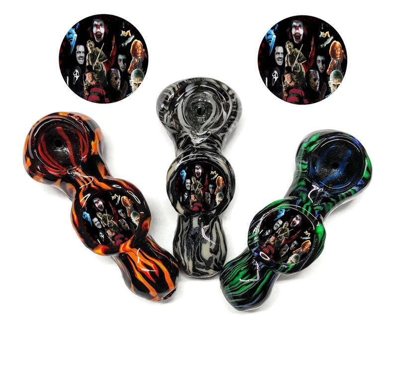 Custom Horror Movie Glass smoking pipe Glass Smoking Bowl Etsy