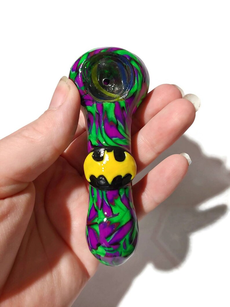 Custom Batman Glass Smoking Pipe Girly Pipes Unique Glass Etsy