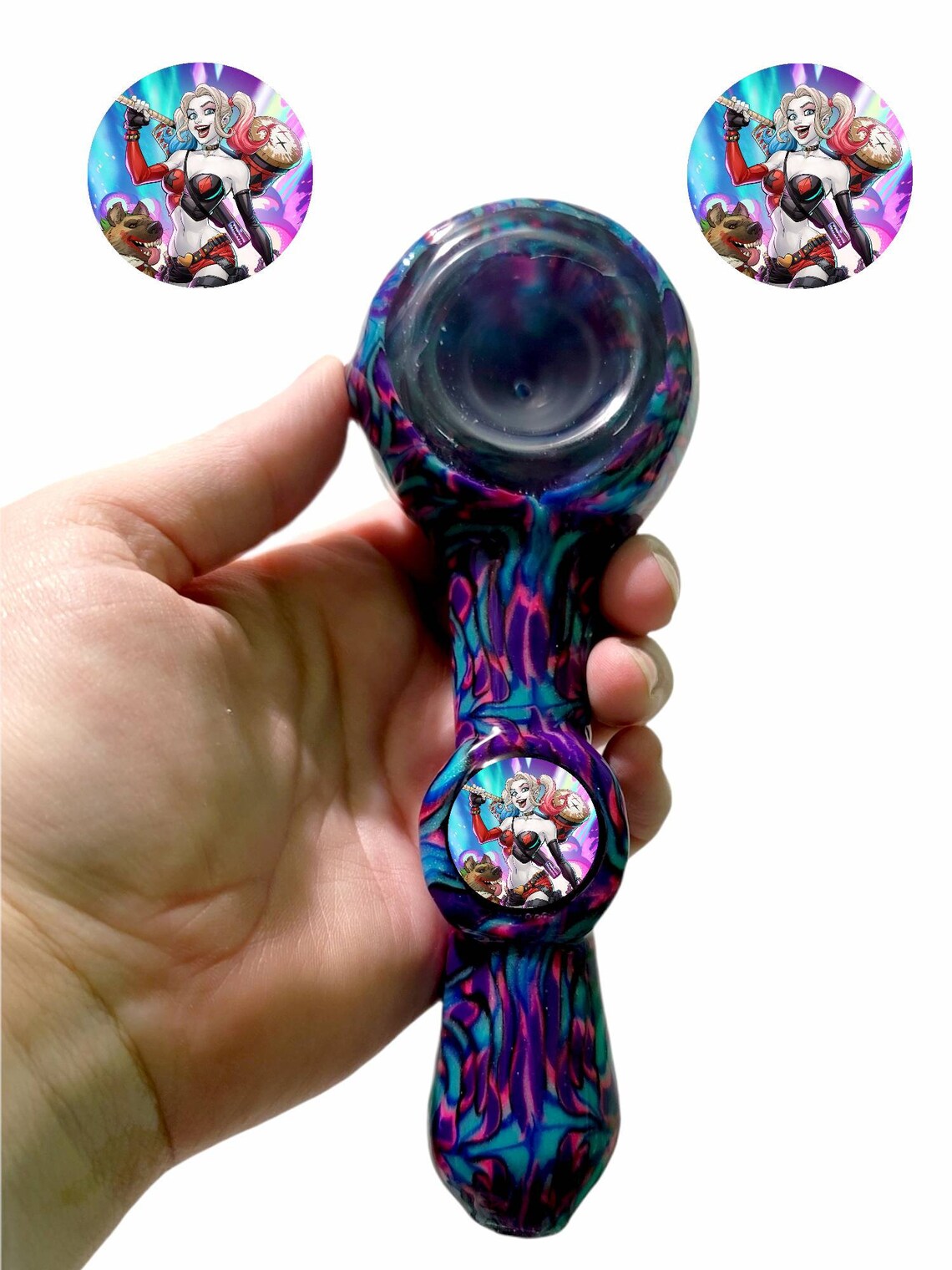 Custom Harley Quinn Glass smoking pipe girly pipes unique Etsy