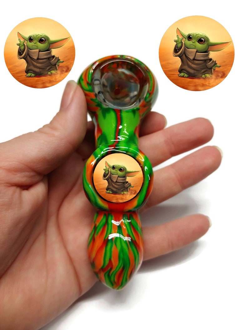 Custom Baby Yoda Comic Glass Smoking Pipe Girly Pipes Etsy
