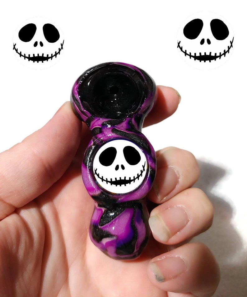 Custom Jacks Head Glass Smoking Pipe Girly Pipes Glass Etsy