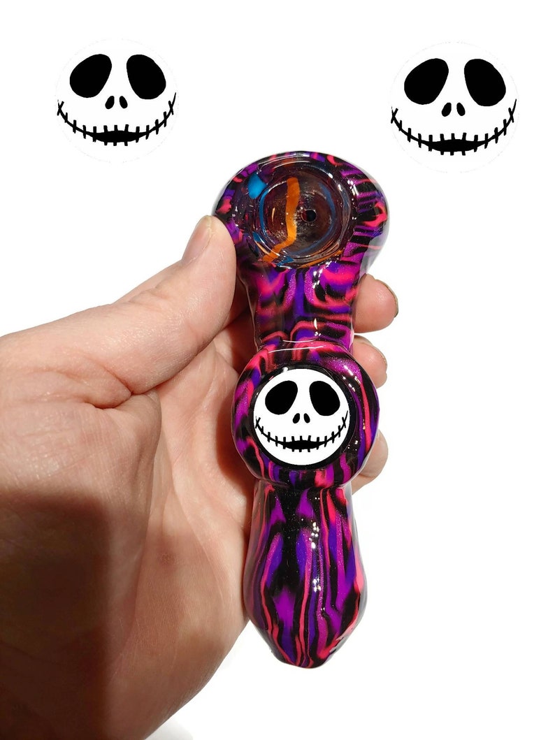 Custom Jacks Head Glass Smoking Pipe Girly Pipes Glass Etsy