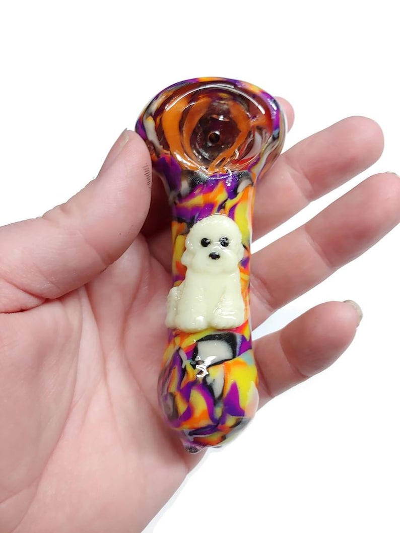 Custom Fluffy Dog Glass Smoking Pipe Girly Pipes Unique Etsy