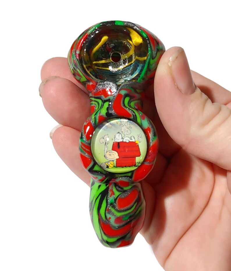 Custom Snoopy Glass Smoking Pipe Girly Pipes Unique Glass Etsy