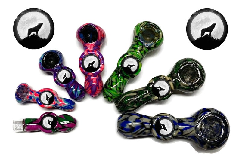 Custom Howling Wolf Glass smoking pipe girly pipes unique Etsy