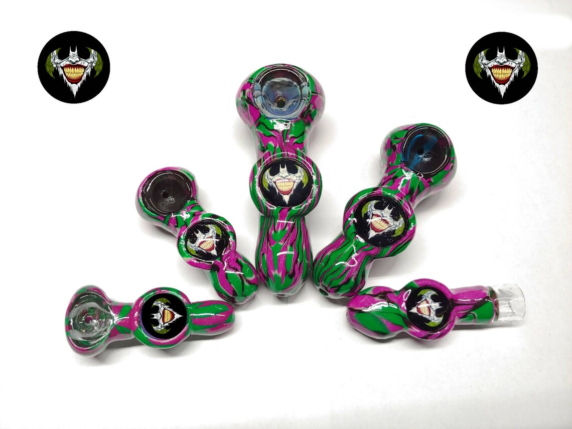 Custom Batman Smiling Joker Glass Smoking Pipe Girly Pipes Etsy