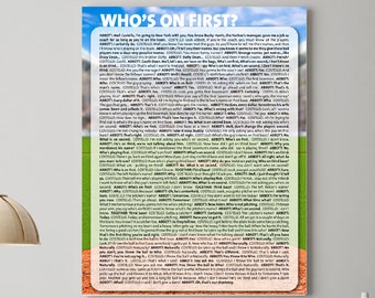 Abbott et Costello « Who’s On First » *Wall Art Print * TÉLÉCHARGEMENT NUMÉRIQUE