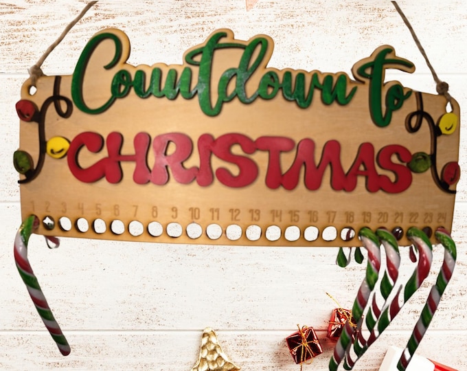 Countdown to Christmas Candy Cane Holder Sign