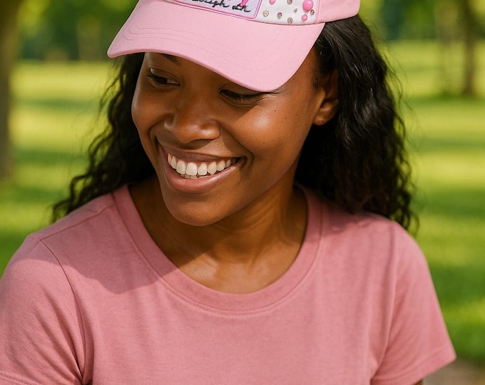 Rhinestone & Pearl Pink Baseball Cap - Pray On It Design