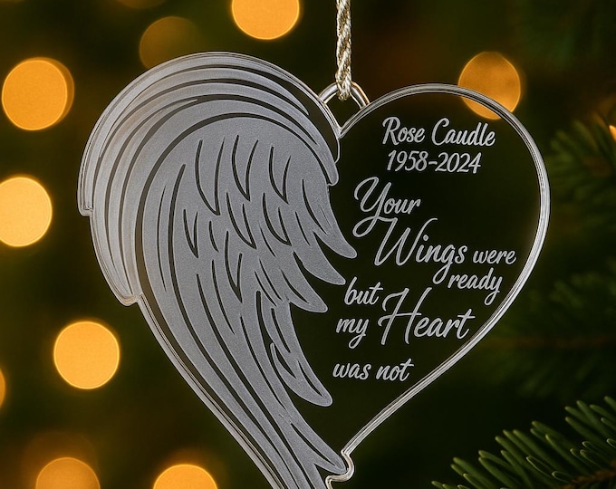 Personalized Memorial Angel Wings Ornament – Acrylic Keepsake