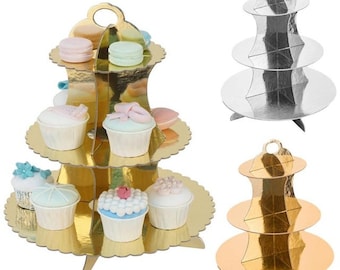 Cupcake Stand / 3 Tier Wedding Stand / Birthday, Bridals, Baby Shower, Sweets Stand / Heavy Duty Cardboard