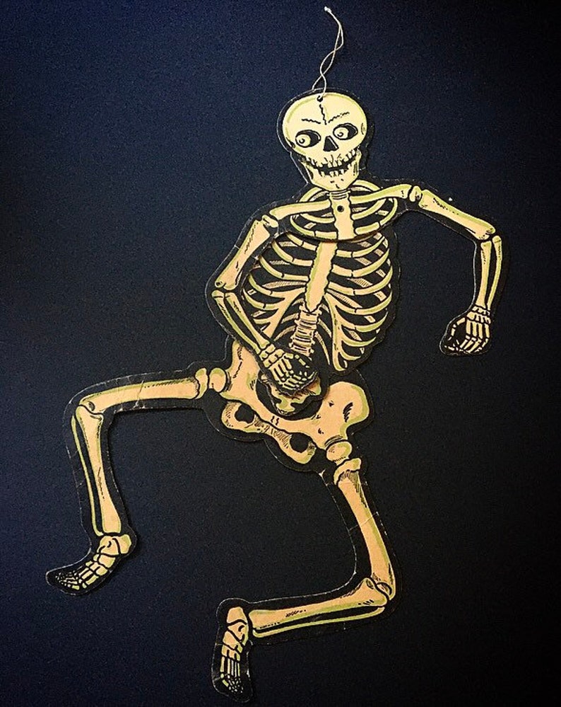 RARE Vintage Halloween Skeleton Die Cut Decoration Etsy