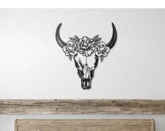 Cow skull wall decor, animal skull decor, texas long horn skull decor, rustic wall decor, cow skull, skull decor, animal skull sign, metal