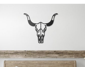 Cow skull wall decor, animal skull decor, texas long horn skull decor, rustic wall decor, cow skull, skull decor, animal skull sign, metal