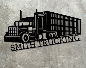 Semi Truck Metal Sign- Bull Hauler - Semi Truck Monogram - Custom Monogram - Metal Wall Art - Home Decor - Custom Metal Wall Art - Wall Art