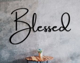 Blessed metal wall art in script