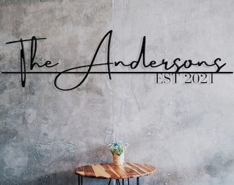 Personalized family name sign | metal last name sign | family established sign | metal family name sign | wall decor | wedding gift