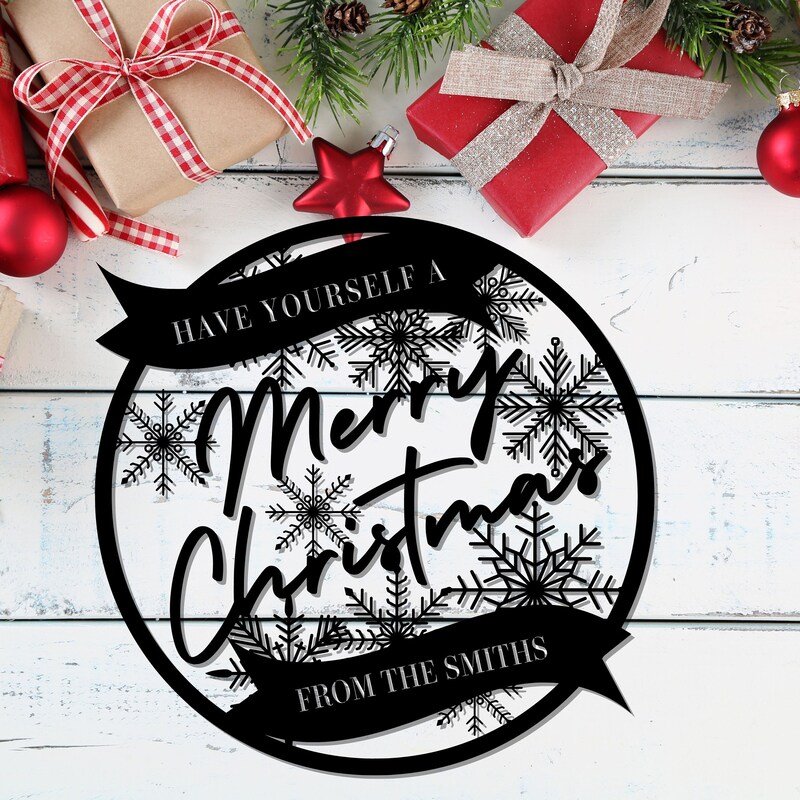 Merry Christmas Door Sign Etsy
