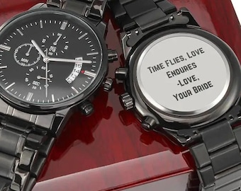 Groom Gift from Bride on Wedding Day, Engraved Watch for Groom, Personalized Groom Watch, Bride To Groom Wedding Gift, Husband To Be Gifts