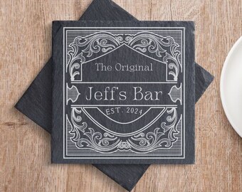 Custom Bar Coaster Gift, Valentine Gift, Gift For Husband, Valentine Bar Gift, Custom Dad Gift, Dad Bar Gift, Custom Home Bar, Coaster Sets