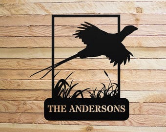 Custom Pheasant Metal Wall Art Personalized Pheasant Name Sign Decoration For Room, Hunting Sign Home Decor, Pheasant Metal sign Hunter Gift