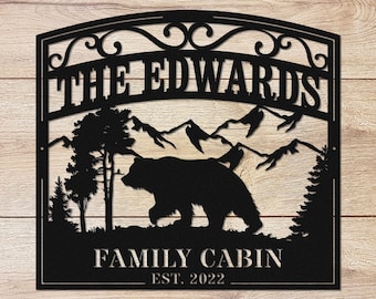 Personalized Cabin Metal Sign, Cabin Sign, Lodge Decor, Cabin Decor, Cabin Lake House Cottage Welcome Sign, Custom Camp Sign, Outdoor Sign