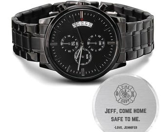 Firefighter Gift for Him Watch, Engraved Gift for Fireman, Firefighter Gift, Firefighter Personalized Watch, Fireman Gift for Husband, Son