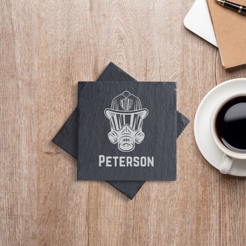 Personalized Firefighter Slate Coaster Set | Firefighter Graduation ...