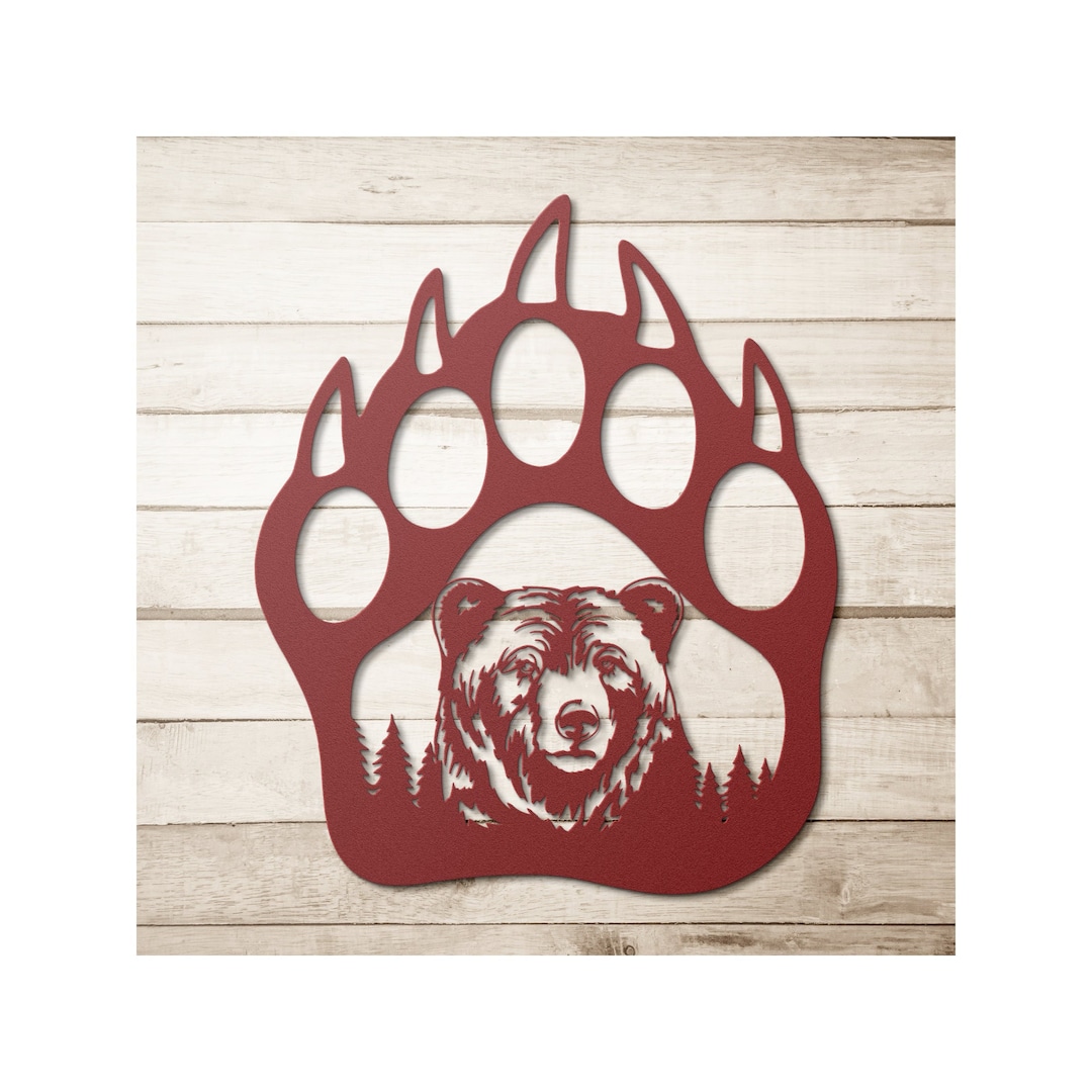 Metal Wall Decor, Metal Bear Art, Bear Claw Decoration, Nature Wall Art