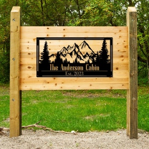 Personalized Cabin Metal Sign, Cabin Sign, Lodge Decor, Cabin Decor, Cabin Lake House Cottage Welcome Sign, Custom Camp Sign, Outdoor Sign