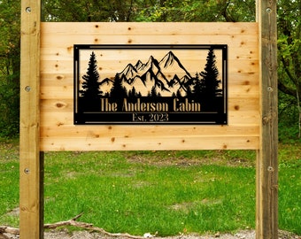 Personalized Cabin Metal Sign, Cabin Sign, Lodge Decor, Cabin Decor, Cabin Lake House Cottage Welcome Sign, Custom Camp Sign, Outdoor Sign