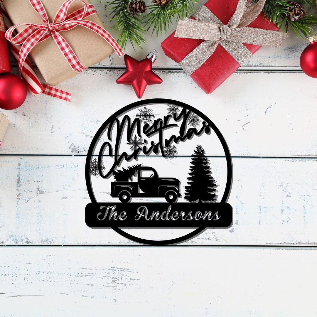 Custom Christmas Truck Metal Wall Art Personalized Truck