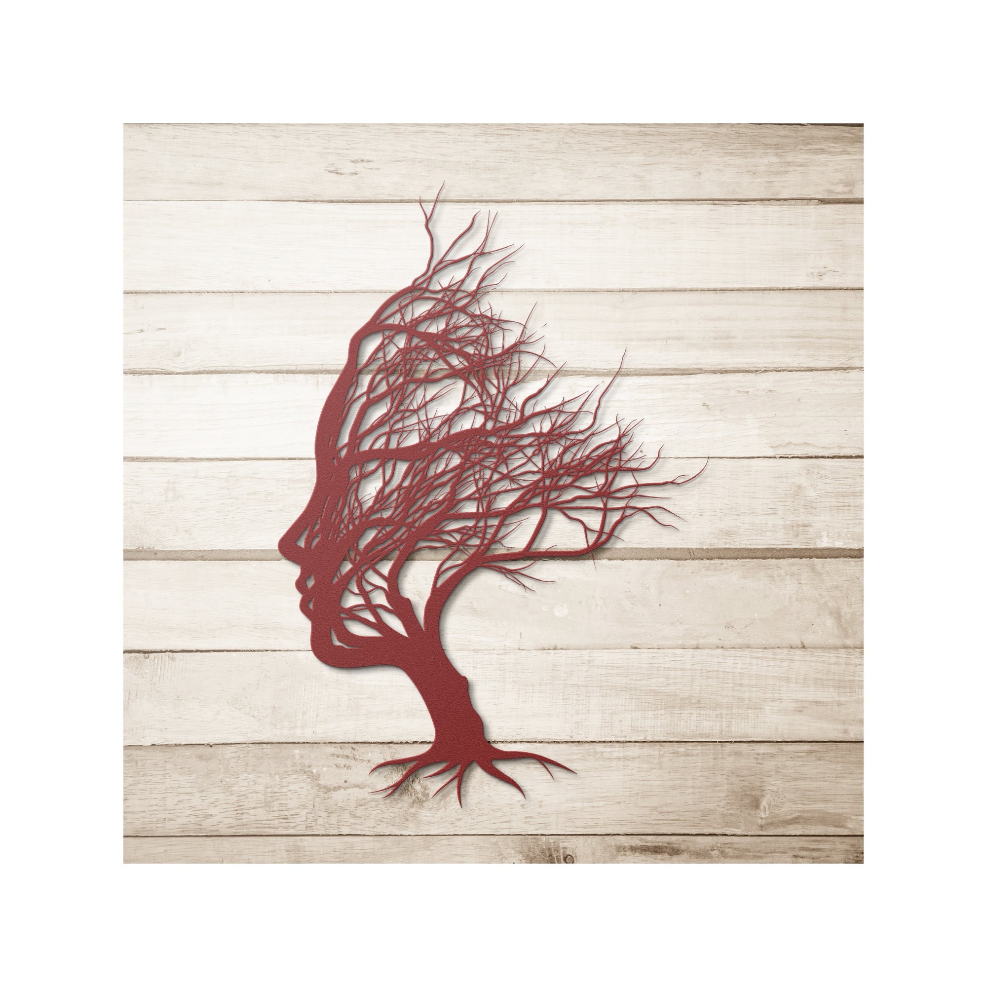 Women Tree Wall Art, Woman Face Decor, Metal Wall Sculpture ...