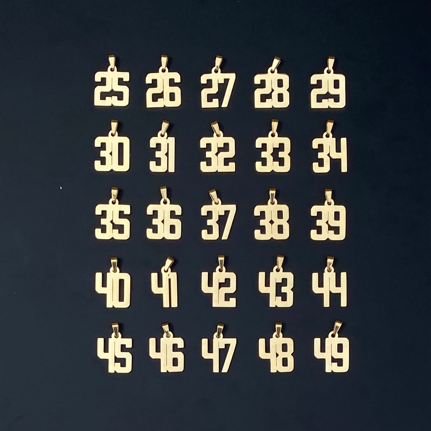 14K Gold Plated Number Pendant With Chain Necklace Stainless Etsy