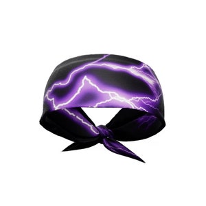 Purple Lightning Tie Headband - Great for Sports, Fitness, Working Out, Yoga. Pro Quality. Reversible. Unisex.