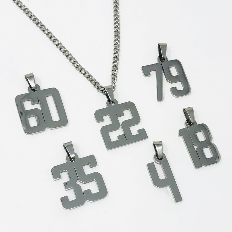 Custom Number Pendant With Chain Necklace Stainless Steel Etsy